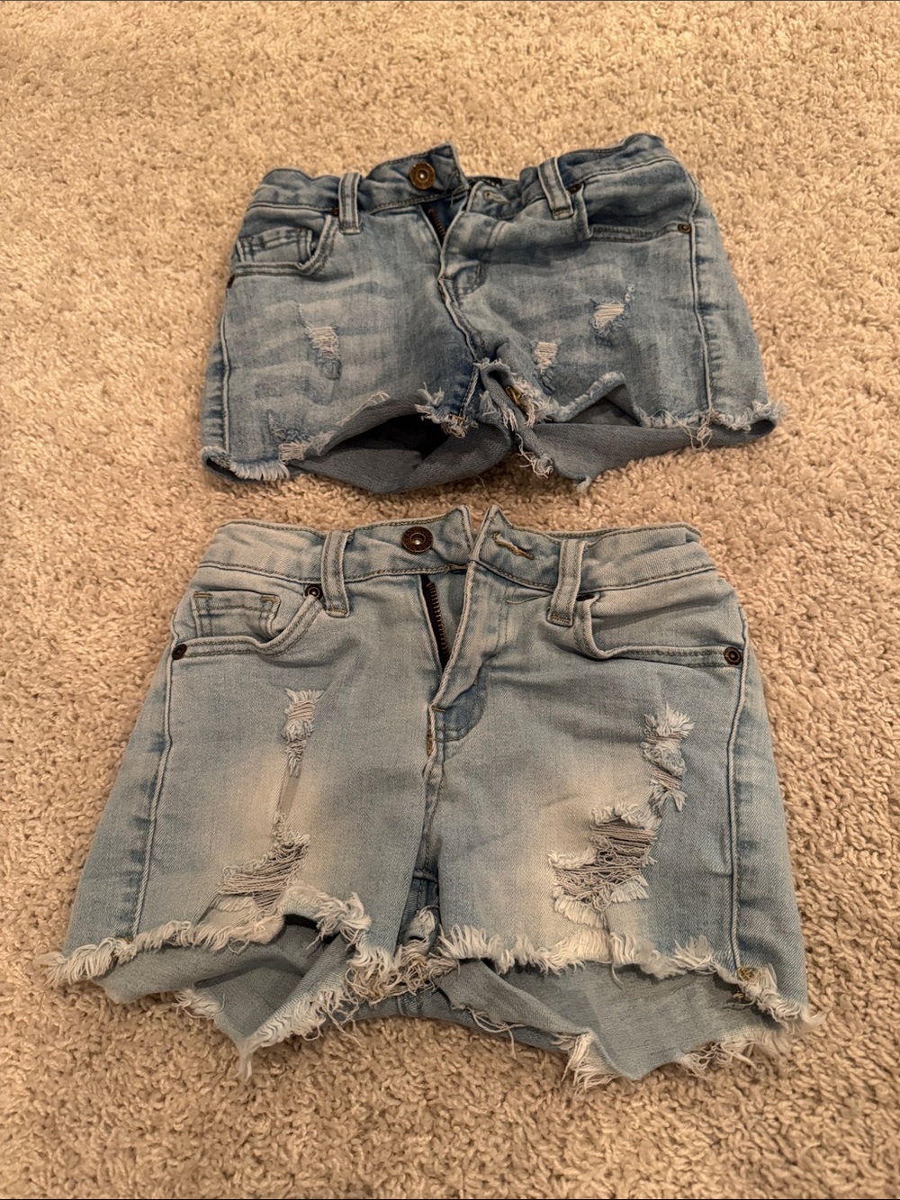 Kids Light Blue Distressed Denim Shorts